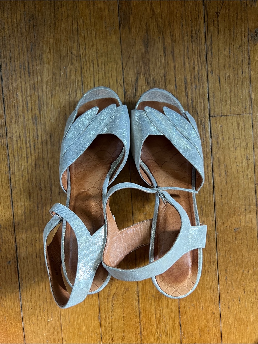 Chie Mihara Handmade in Spain Silver Open-Toe Block Heel Sandals